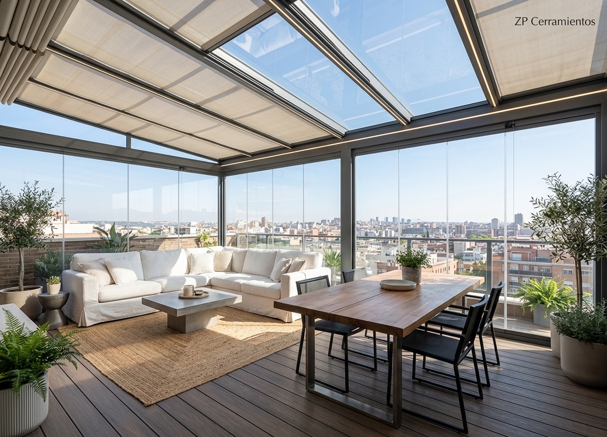 Cerramiento de terraza en aluminio y vidrio